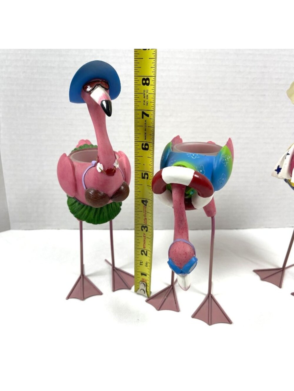 Vintage Lot Tropical Flamingo Family Set Anthropomorphic Tea Light Candle Holder - Picture 10 of 15